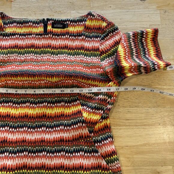 Kate Spade Saturday Multi Color Fall Shift Dress 6 Stretch Pockets Mod Retro New - Picture 8 of 15